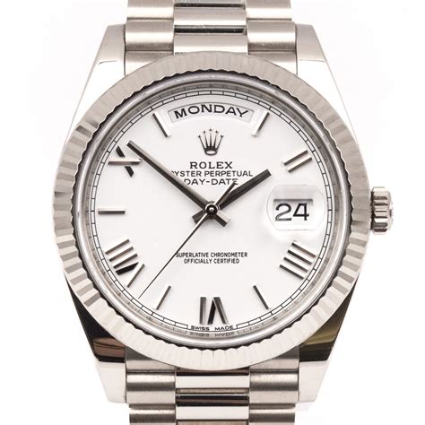 white rolex day date|rolex presidential 40mm white gold.